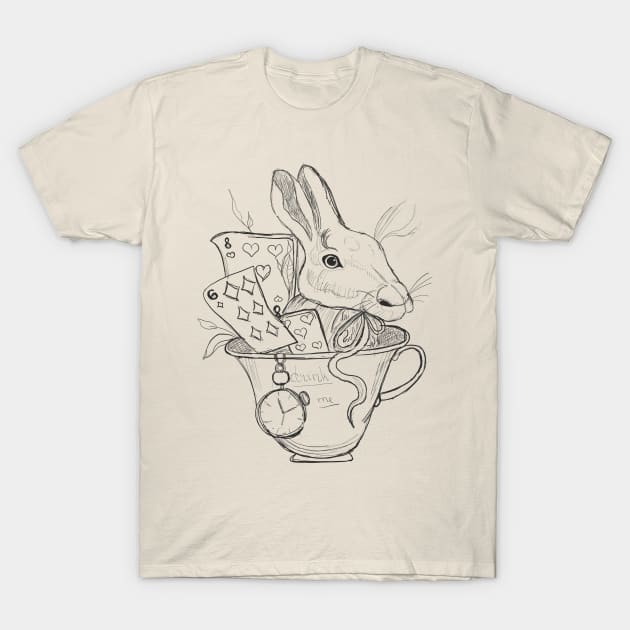 The white Rabbit in a mug T-Shirt by Carriefamous